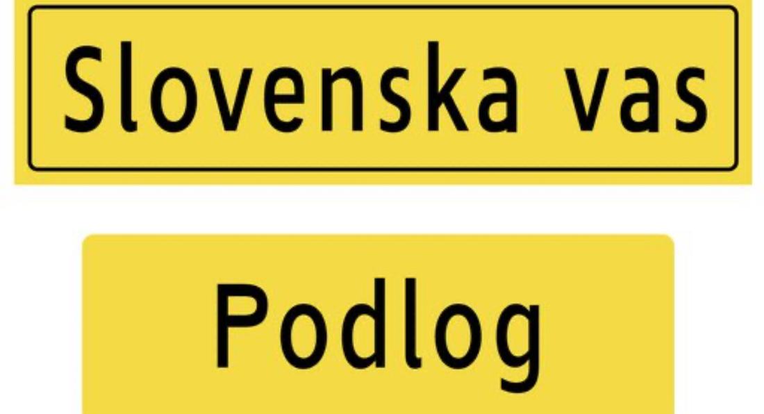 Slovenska vas 50 km/h · Podlog 90 km/h