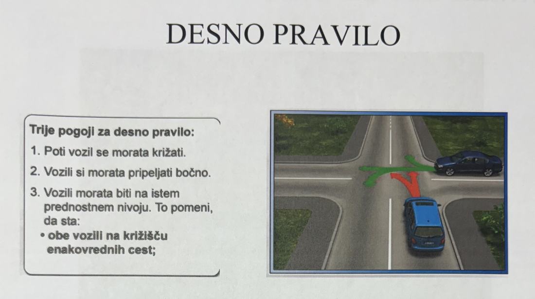Desno pravilo — trije pogoji