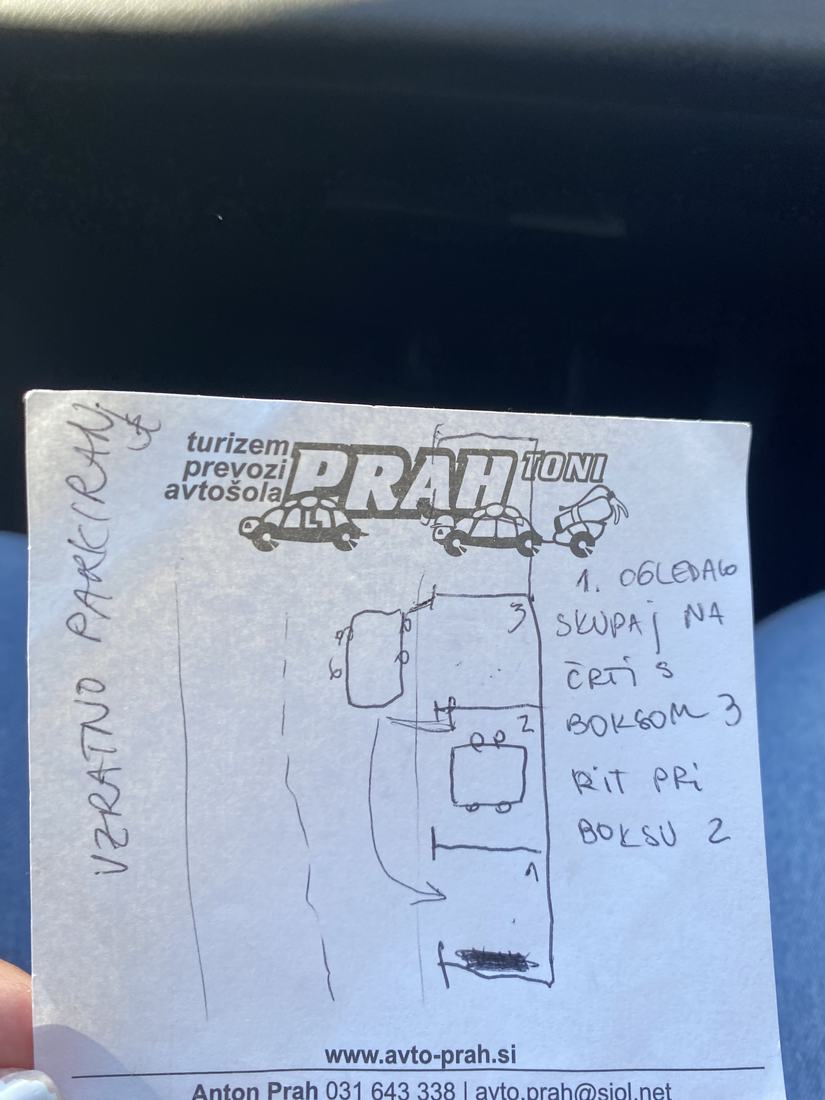 Vzvratno parkiranje — zapiski avtošole