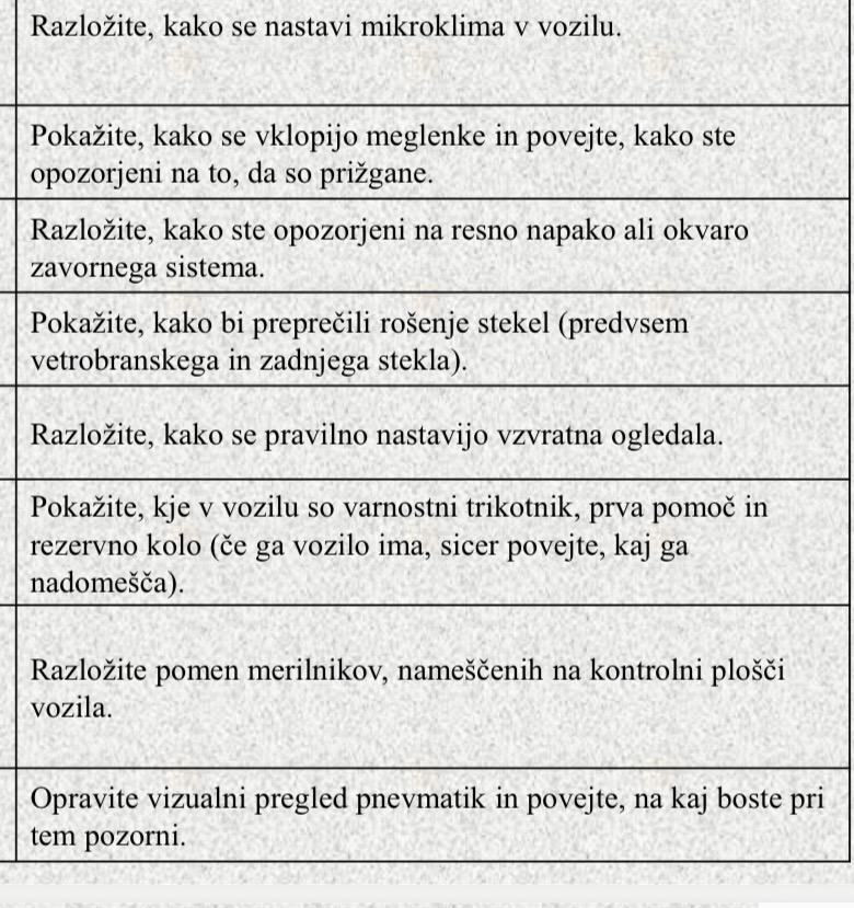 Izpitna vprašanja o opremi in tekočinah